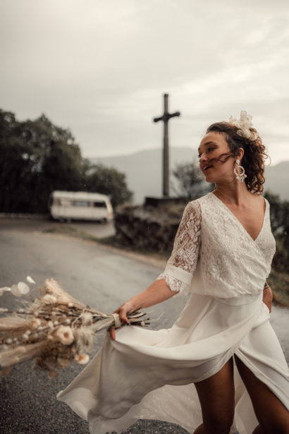 Robe de mariée - crêpe de soie et dentelle de calais - Eperdumence