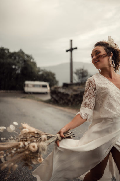 Robe de mariée - crêpe de soie et dentelle de calais - Eperdumence