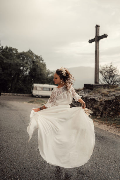 Robe de mariée - crêpe de soie et dentelle de calais - Eperdumence