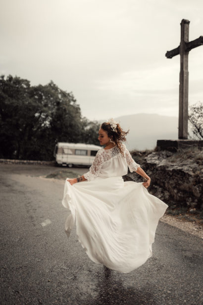 Robe de mariée - crêpe de soie et dentelle de calais - Eperdumence