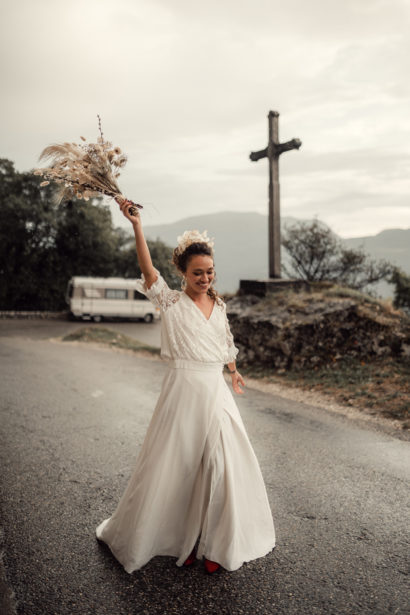 Robe de mariée - crêpe de soie et dentelle de calais - Eperdumence