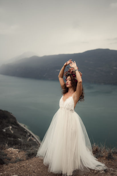 Robe de mariée tulle et dentelle - Lac du Bourget (Savoie)- Eperdumence