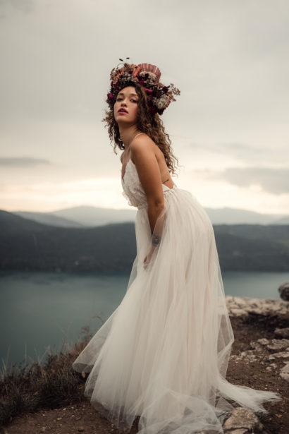 Robe de mariée tulle et dentelle - Lac du Bourget (Savoie)- Eperdumence