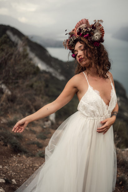 Robe de mariée tulle et dentelle - Lac du Bourget (Savoie)- Eperdumence