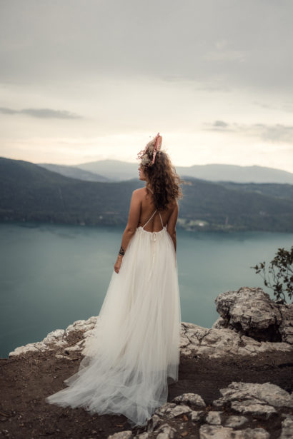 Robe de mariée tulle et dentelle - Lac du Bourget (Savoie)- Eperdumence