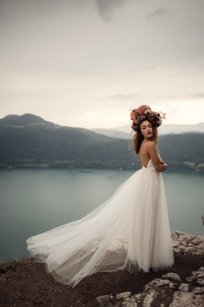 Robe de mariée tulle et dentelle - Lac du Bourget (Savoie)- Eperdumence