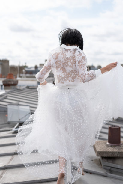 Jupe tulle top dentelle de Calais - Paris - Marine Du Sordet