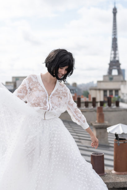 Jupe tulle top dentelle de Calais - Paris - Marine Du Sordet