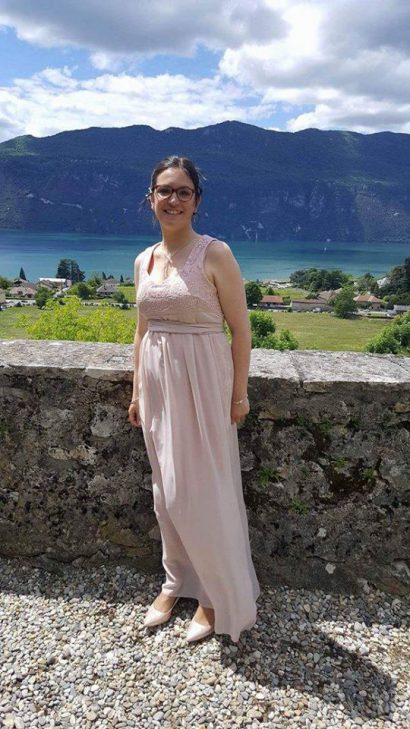 Robe rose encolure dos géometrique - Aix-les-Bains