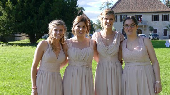 Témoin de mariage en robes roses créé par l'Aiguille du Lac