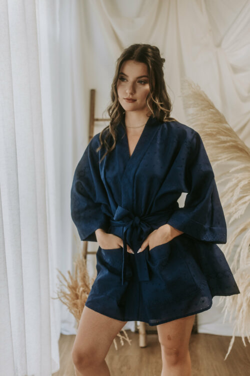 Kimono coton bleu nuit Muscaris – Image 2