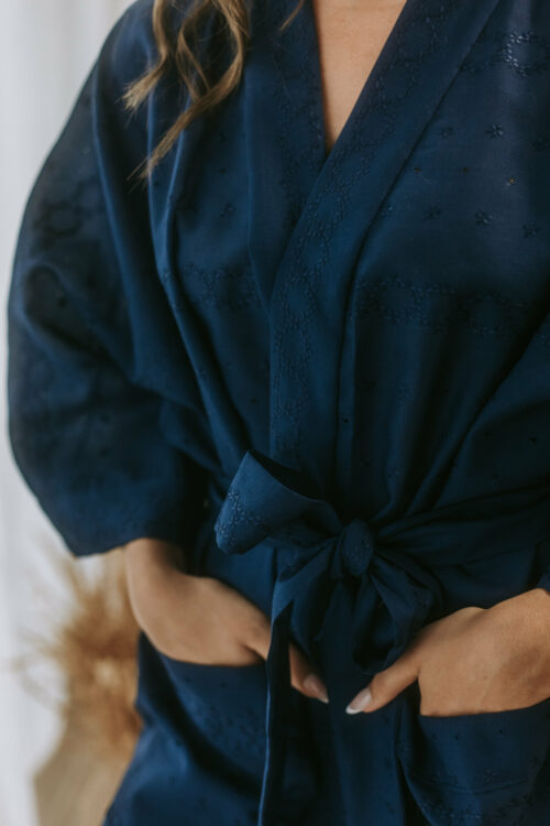 Kimono coton bleu nuit Muscaris – Image 3