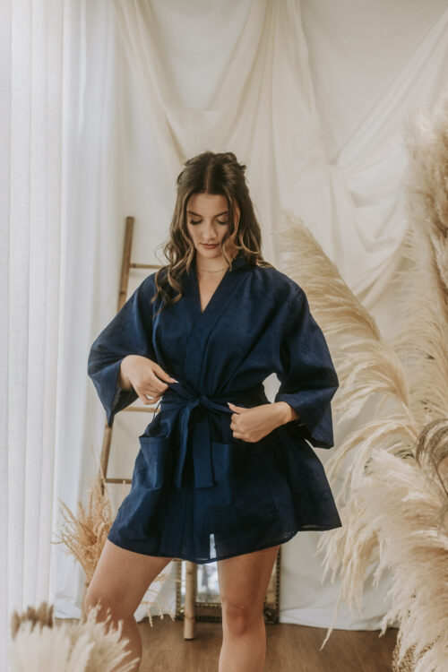 Kimono coton bleu nuit Muscaris – Image 6