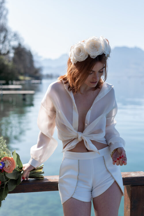 Chemise organza et satin de soie