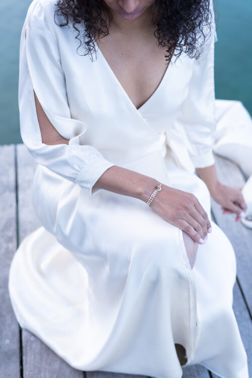 Robe femme mi-longue en satin de soie – Image 2