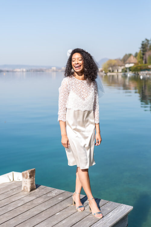 Robe Satin de soie ivoire – Image 3