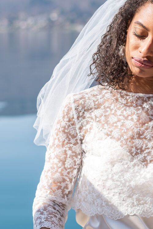 Top femme tulle brodé de Calais-Caudry