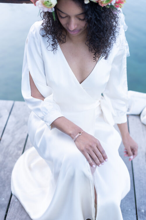 Robe femme mi-longue en satin de soie – Image 7