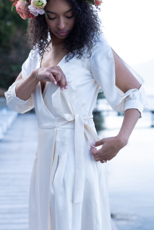 Robe femme mi-longue en satin de soie – Image 8