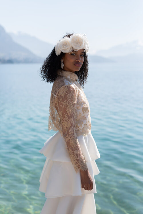 Top femme dentelle de Calais-Caudry or – Image 8