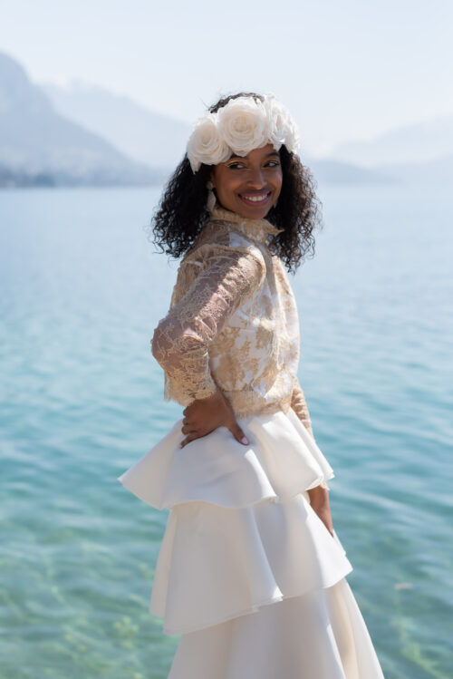 Top femme dentelle de Calais-Caudry or – Image 4