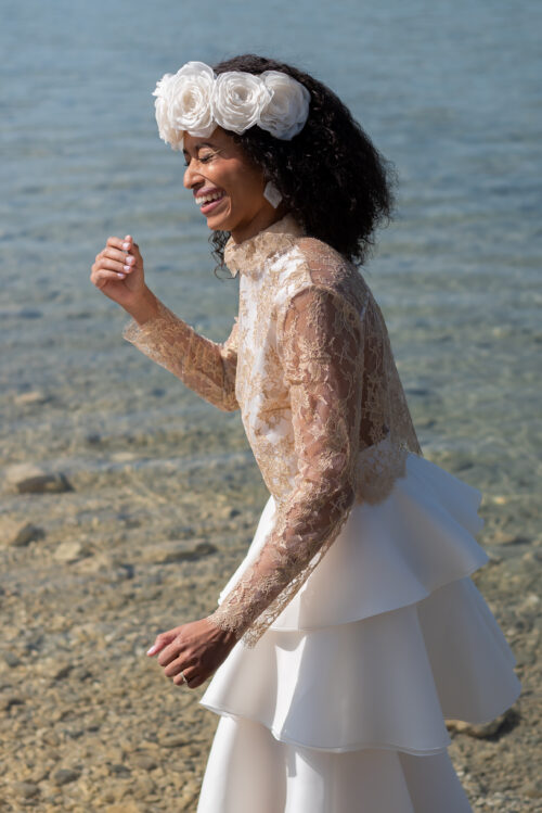 Top femme dentelle de Calais-Caudry or – Image 10