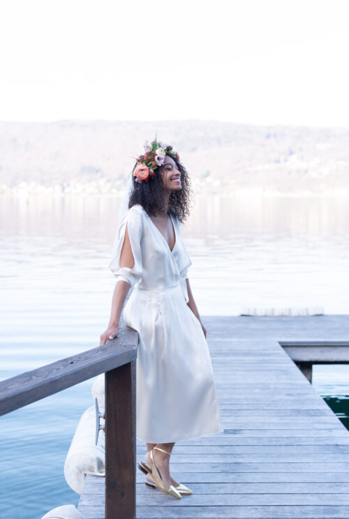 Robe femme mi-longue en satin de soie – Image 10