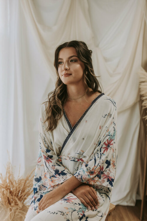 Kimono floral long Passiflore – Image 9