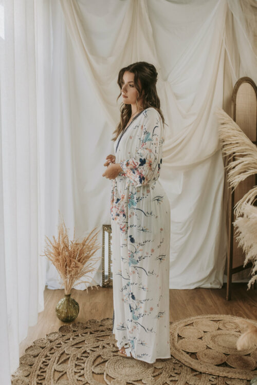 Kimono floral long Passiflore – Image 6