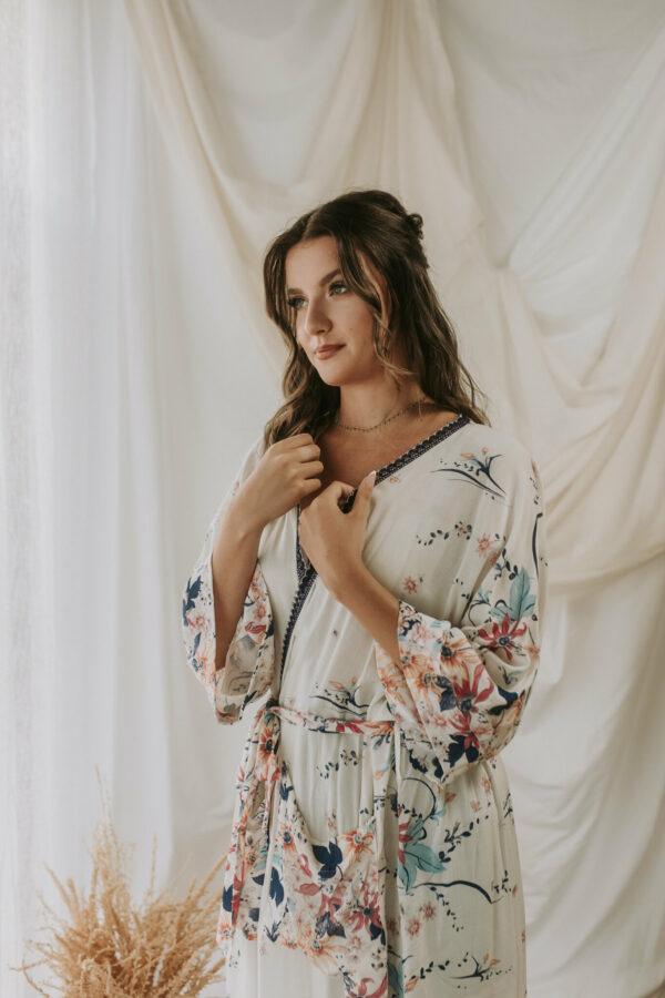 Kimono floral long Passiflore