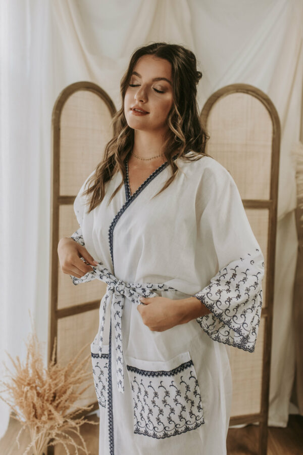 Kimono long coton broderie anglaise Ancolie