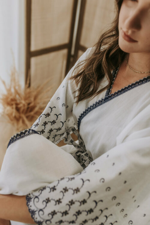 Kimono long coton broderie anglaise Ancolie – Image 2