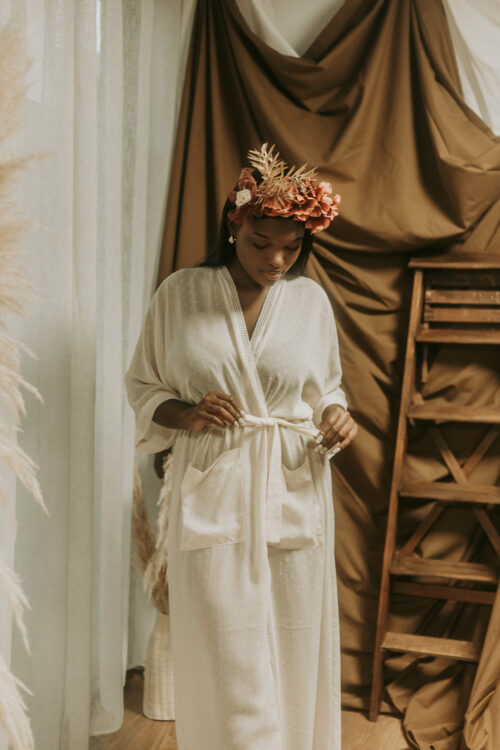 Kimono long beige scintillant Oeillet – Image 6