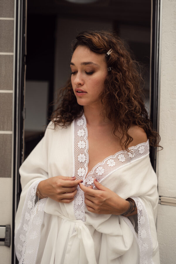 Kimono Alba plumetis et dentelle