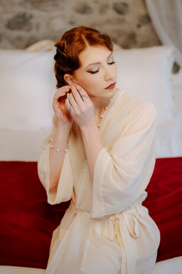 Kimono long beige scintillant Oeillet