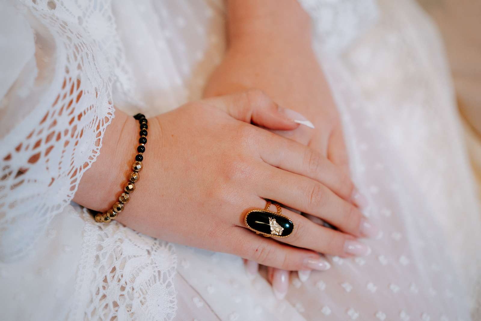 Kimono long mousseline plumetis Gypsophile – Image 3