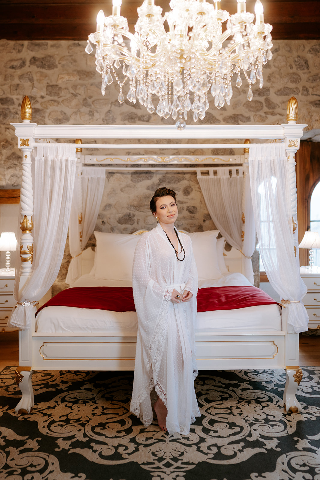 Kimono long mousseline plumetis Gypsophile